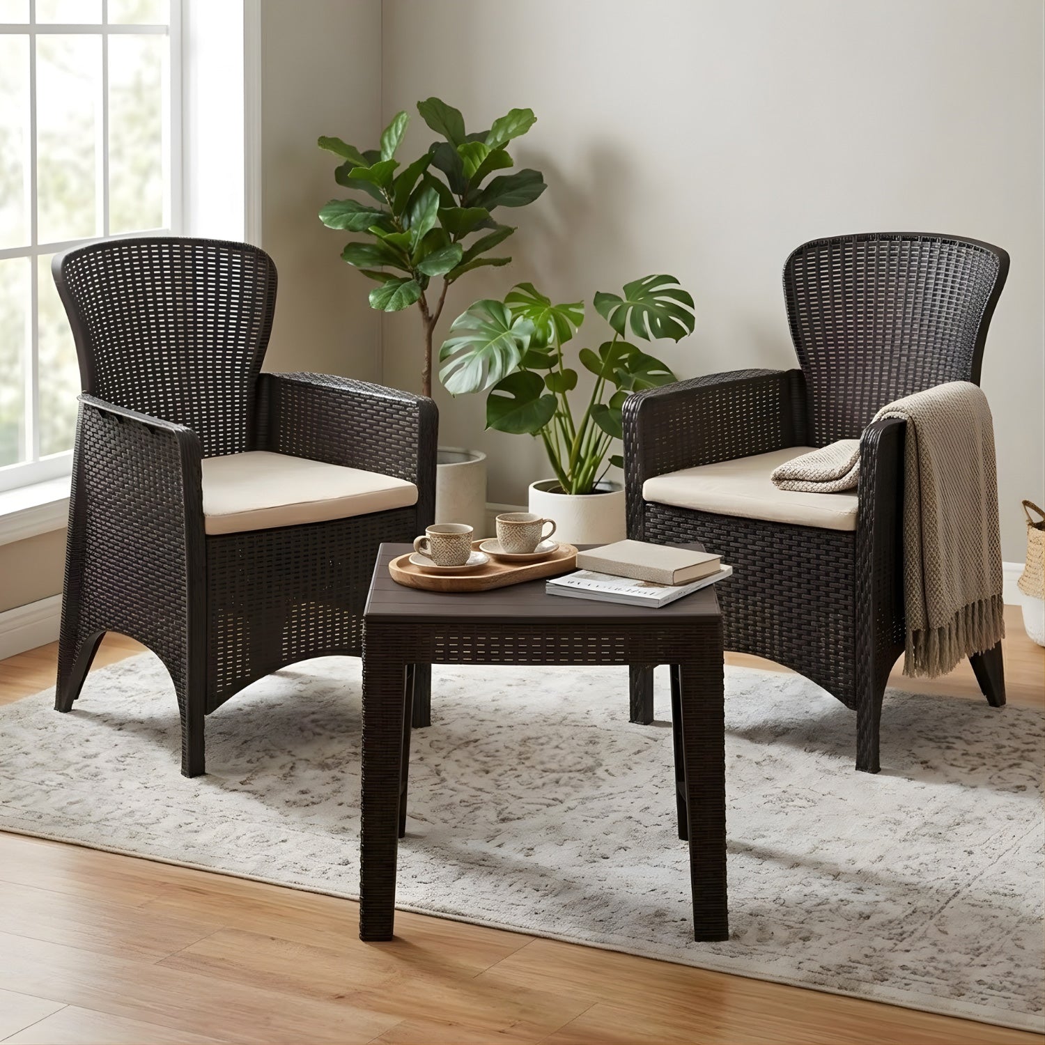 NILKAMAL BREEZE 2 SEATER BALCONY SOFA SET WITH CENTER TABLE WITH GLASS — Nilkamal | VK Furniture Mangalore