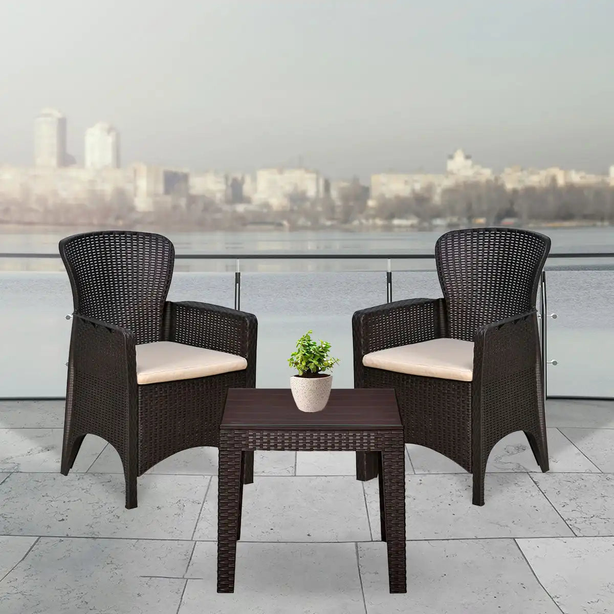 Nilkamal Breeze 2 Seater Balcony Sofa set with Center Table with Glass