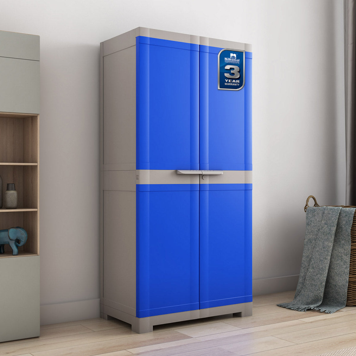 NILKAMAL FREEDOM MINI MEDIUM (FMM) PLASTIC STORAGE CABINET (DEEP BLUE / GREY) — Nilkamal | VK Furniture Mangalore