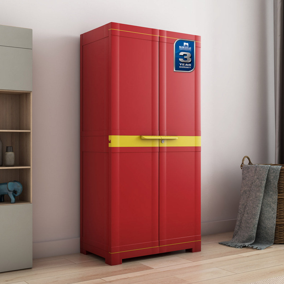 Nilkamal Freedom Mini Medium (FMM) Plastic Storage Cabinet (Bright Red / Yellow) — Nilkamal | VK Furniture Mangalore