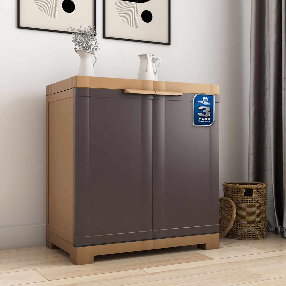 Nilkamal Freedom Mini Small (FMS) Plastic Storage Cabinet/Bookshelf (Weathered Brown / Biscuit)