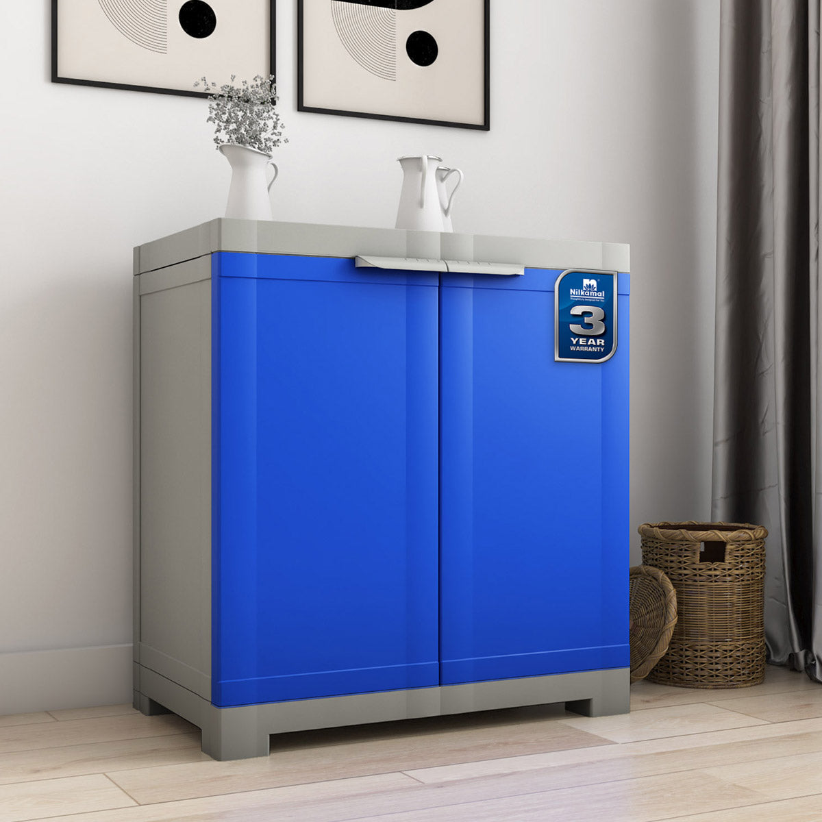NILKAMAL FREEDOM MINI SMALL (FMS) PLASTIC STORAGE CABINET (DEEP BLUE / GREY) — Nilkamal | VK Furniture Mangalore
