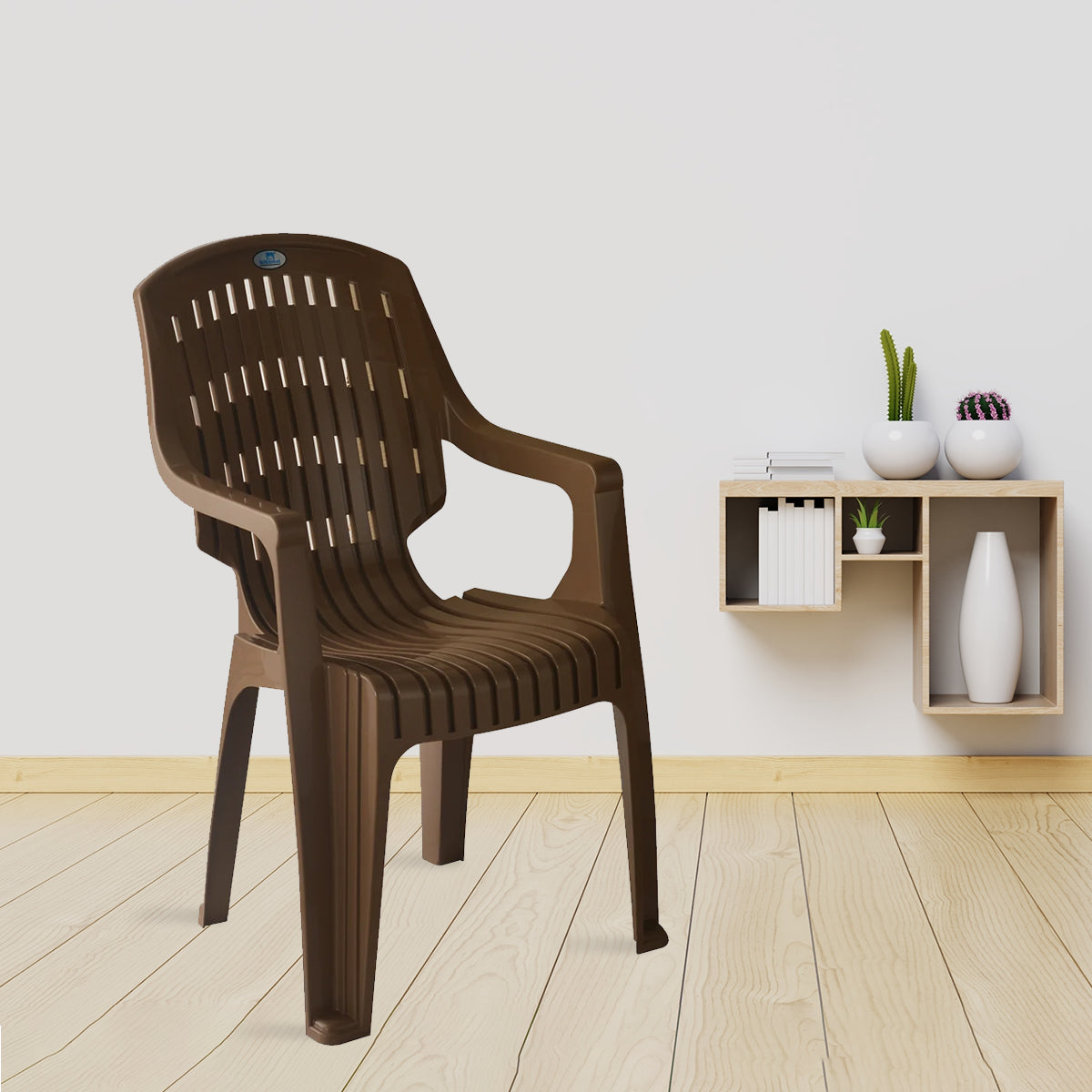 Nilkamal CHR2230 Plastic Arm Chair (Rattan Dark Beige) — Nilkamal | VK Furniture Mangalore