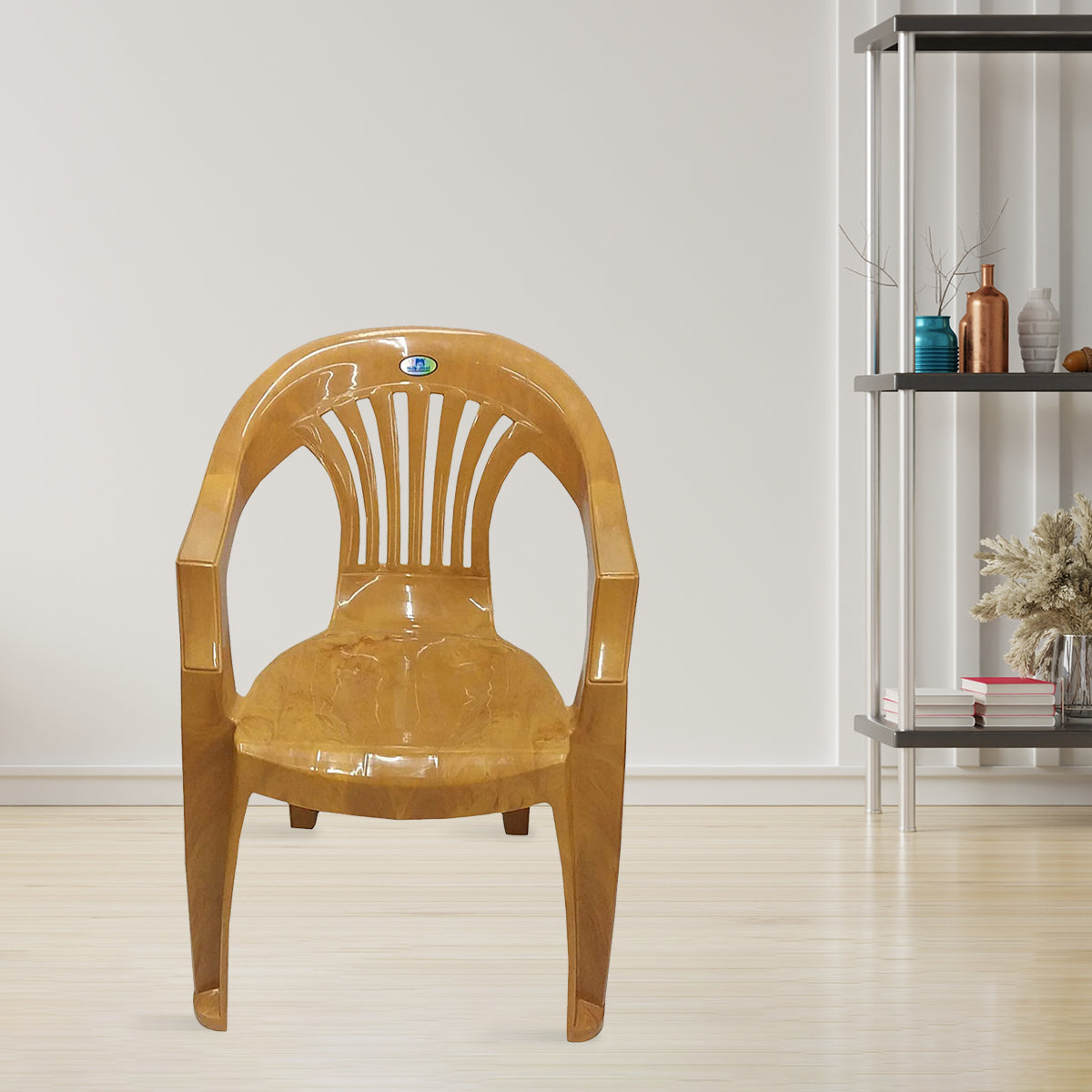 Nilkamal CHR2101 Plastic Arm Chair (Pear Wood) — Nilkamal | VK Furniture Mangalore