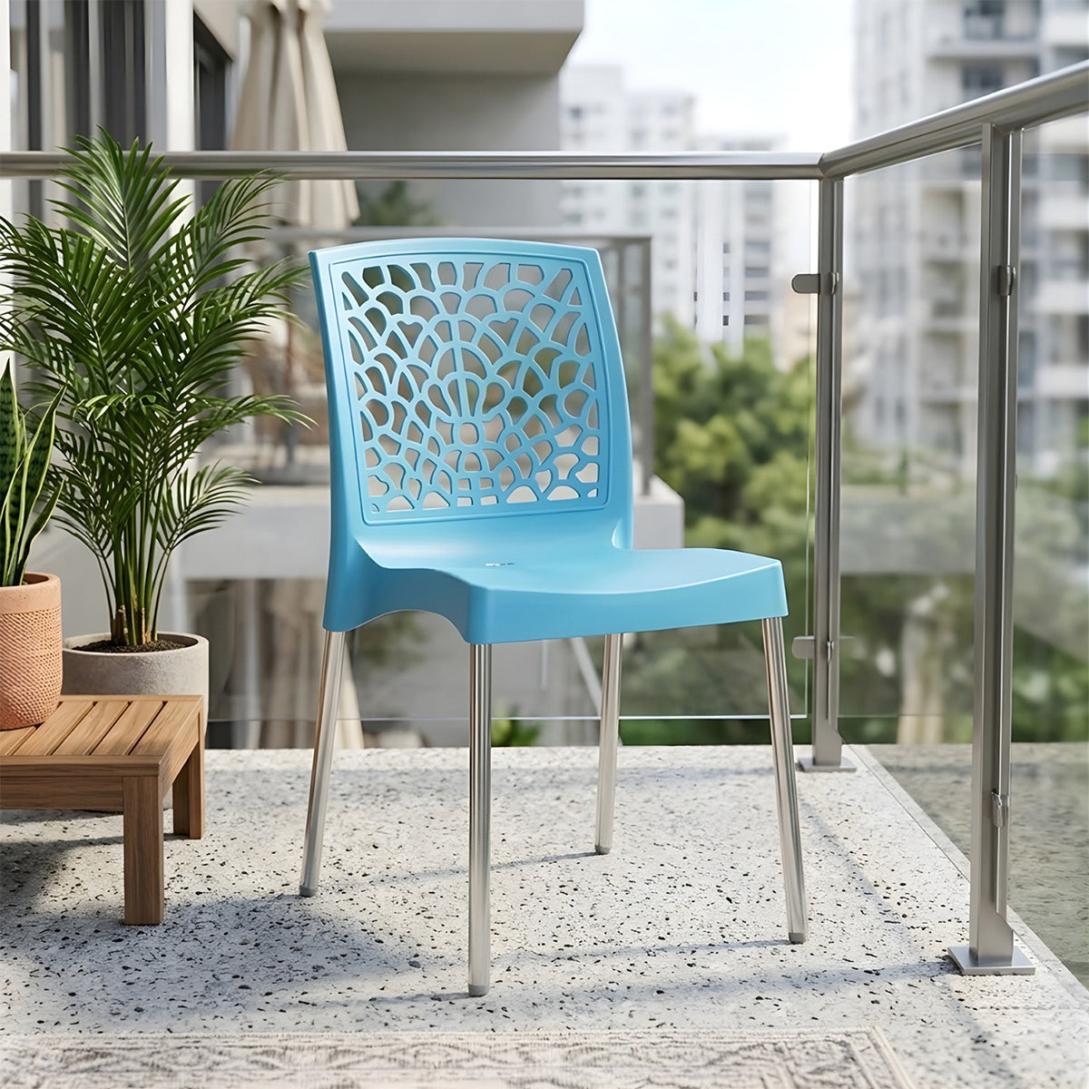 Nilkamal Novella 19 Plastic Armless Chair (Celeste Blue)