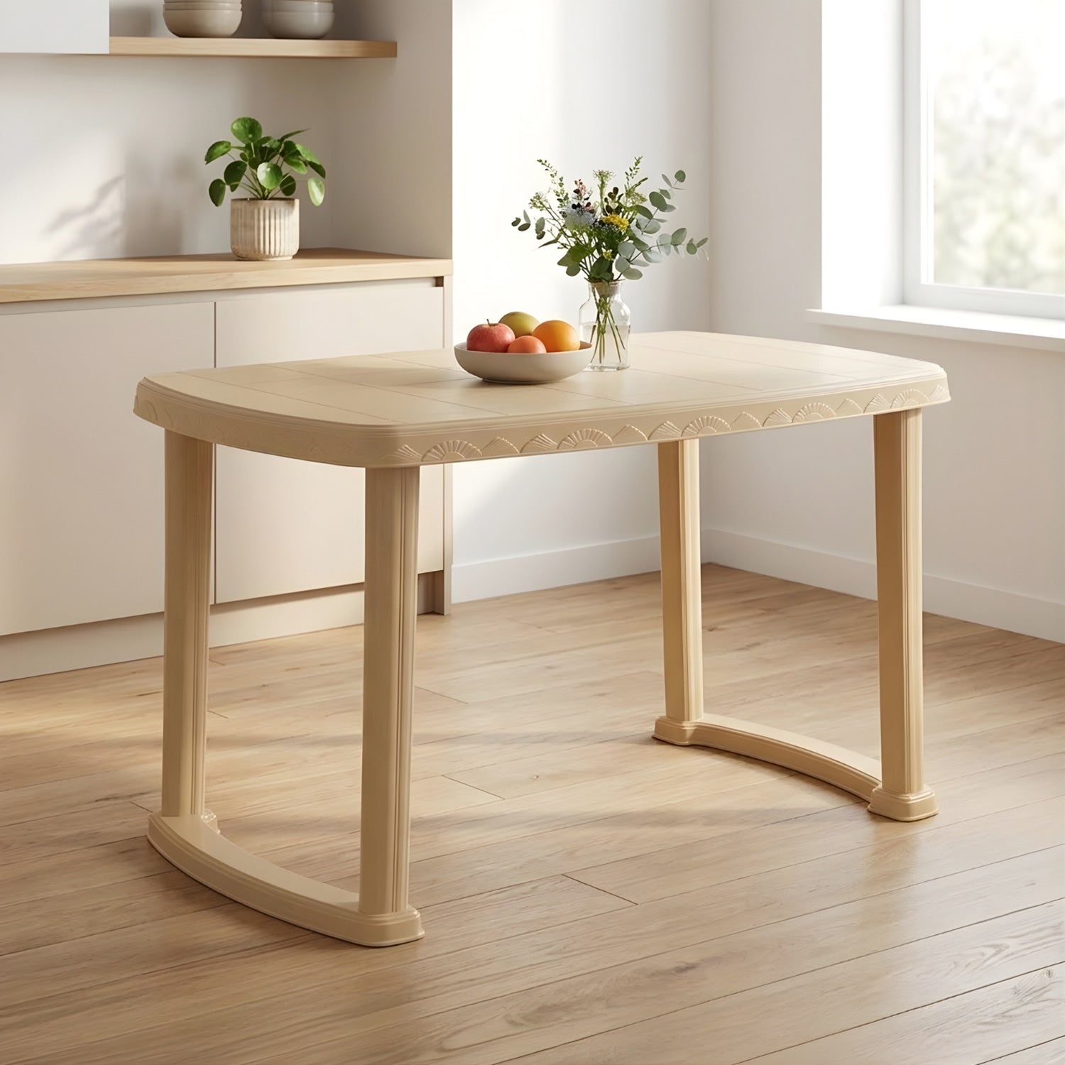 NILKAMAL SHAHENSHAH DINING TABLE (MARBLE BEIGE) — Nilkamal | VK Furniture Mangalore