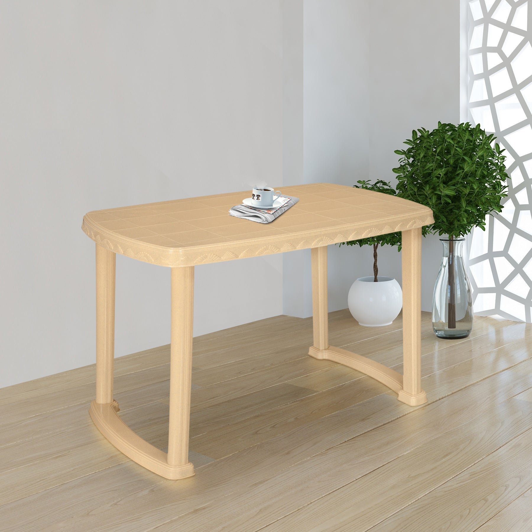 Nilkamal Shahenshah Dining Table (Marble Beige)