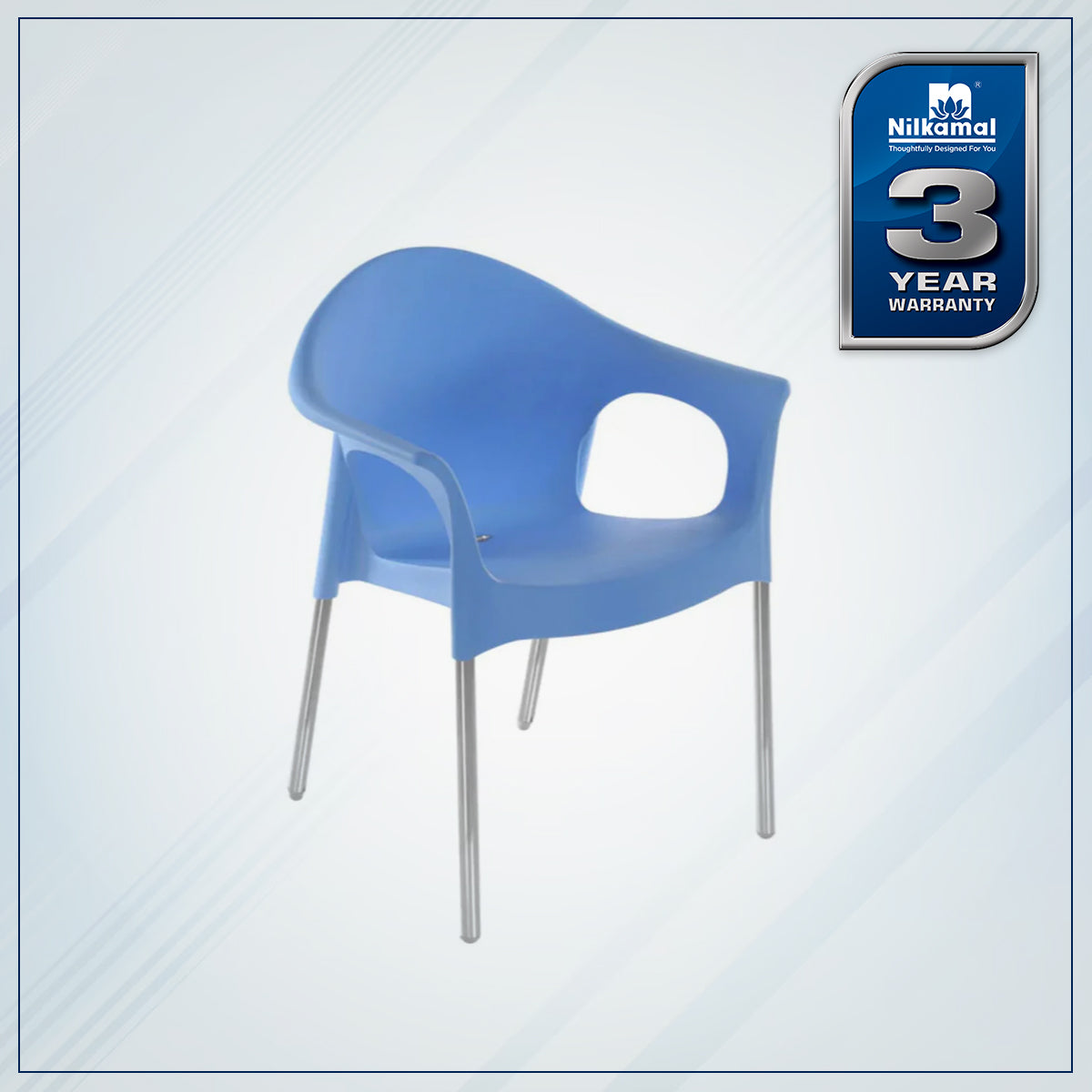 Nilkamal Novella 09 Plastic Arm Chair (Blue)