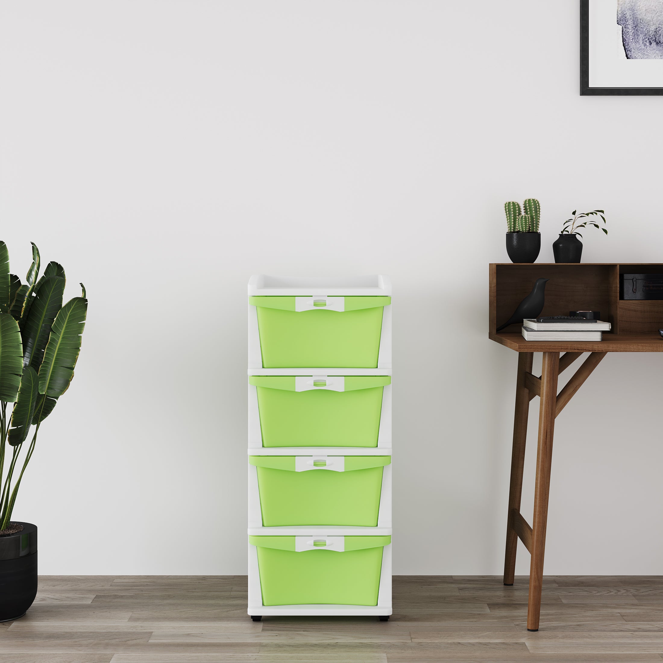 Nilkamal CHTR24 Four Layers Chest of Drawer (Cream and Pastel Green) — Nilkamal | VK Furniture Mangalore