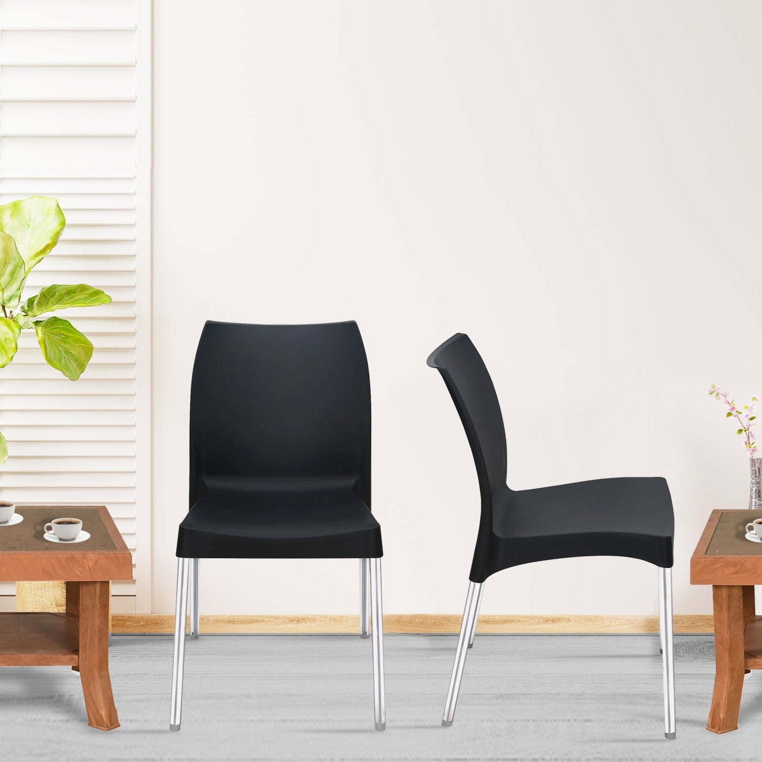 Nilkamal Novella 07 Plastic Armless Chair (Iron Black)