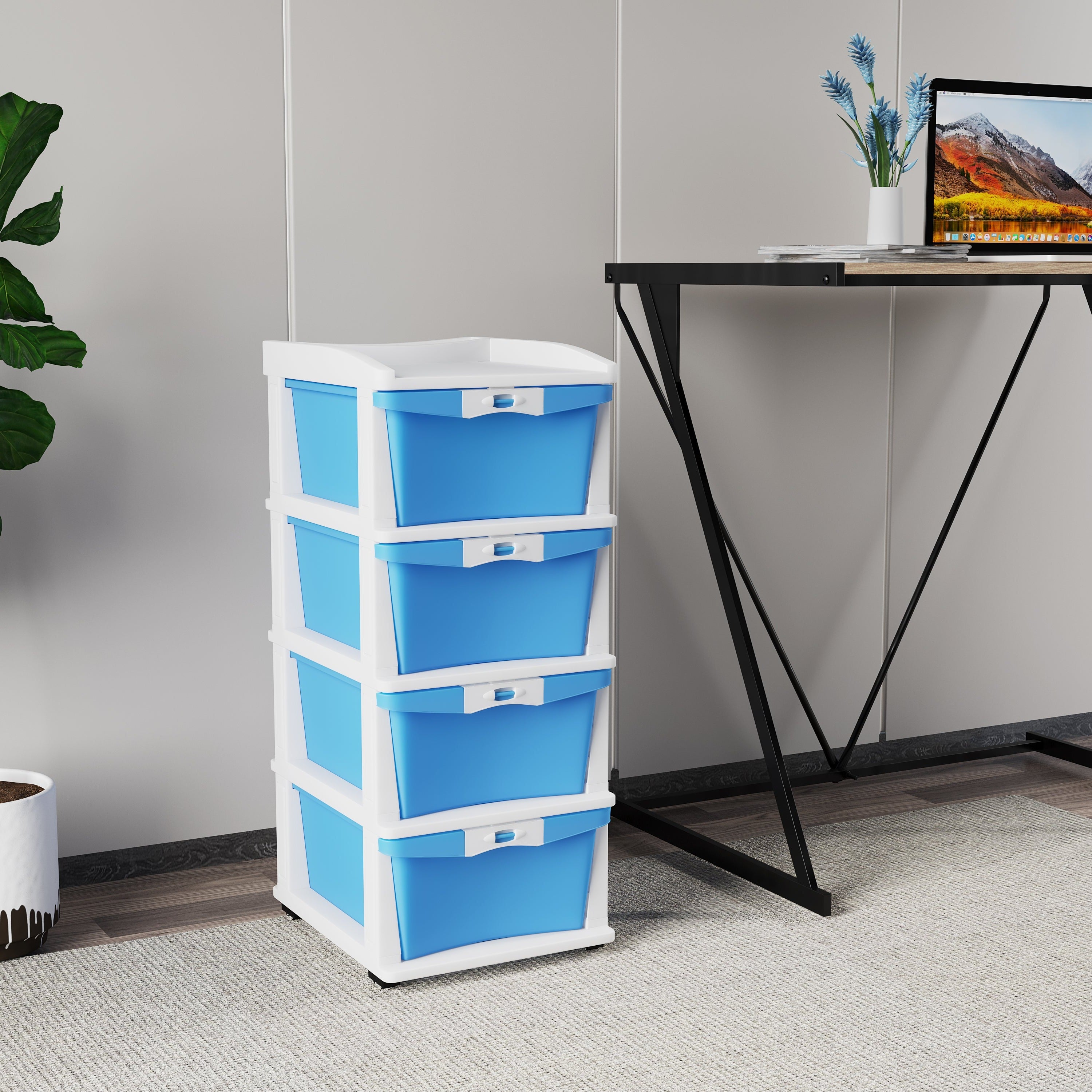Nilkamal CHTR24 Four Layers Chest of Drawer (Blue and Cream) — Nilkamal | VK Furniture Mangalore