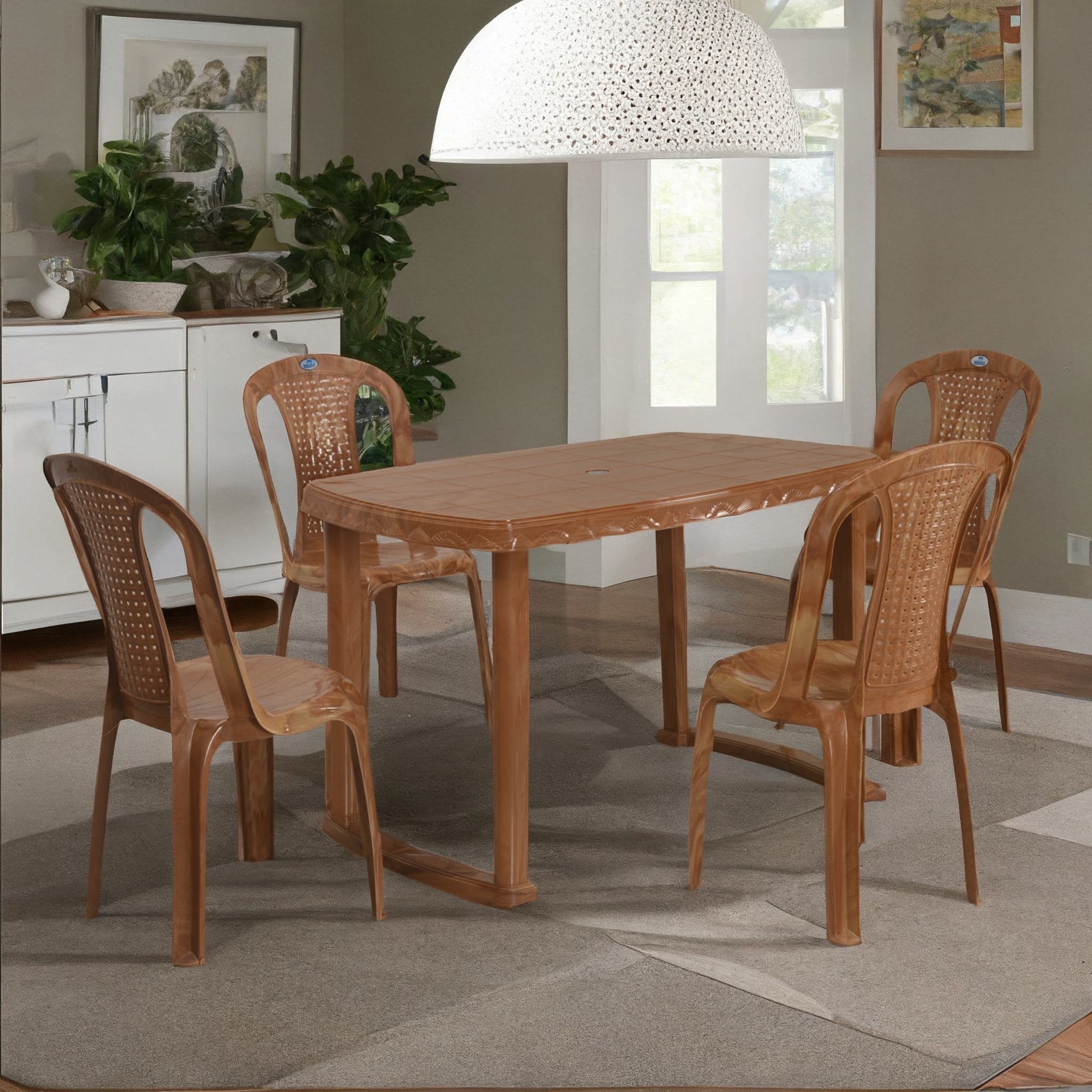 NILKAMAL SHAHENSHAH PLASTIC RECTANGULAR 4 SEATER DINING TABLE SET — Nilkamal | VK Furniture Mangalore