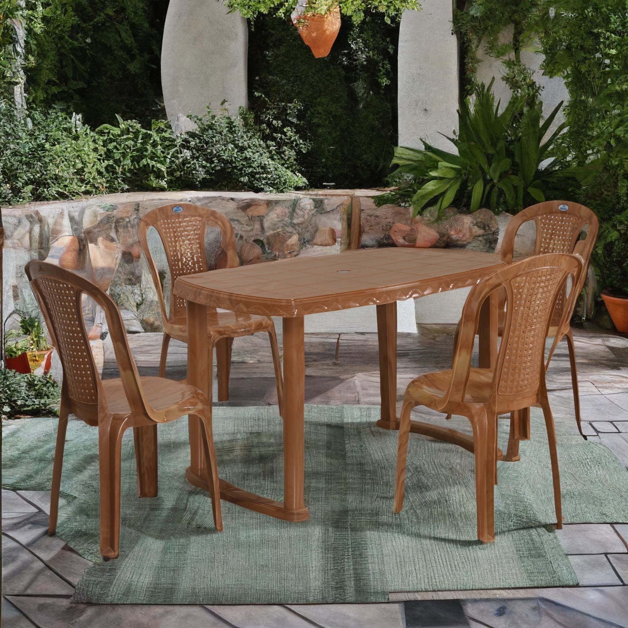 Nilkamal Shahenshah Plastic Rectangular 4 Seater Dining Table Set
