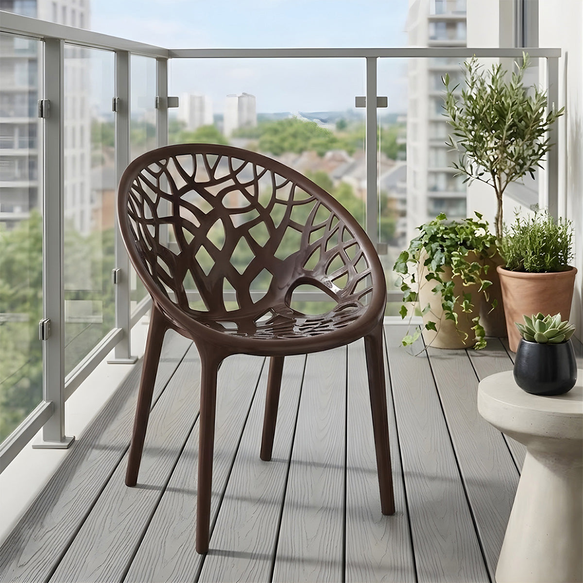 Nilkamal Crystal Polypropylene Premium Chair (Weather Brown) — Nilkamal | VK Furniture Mangalore