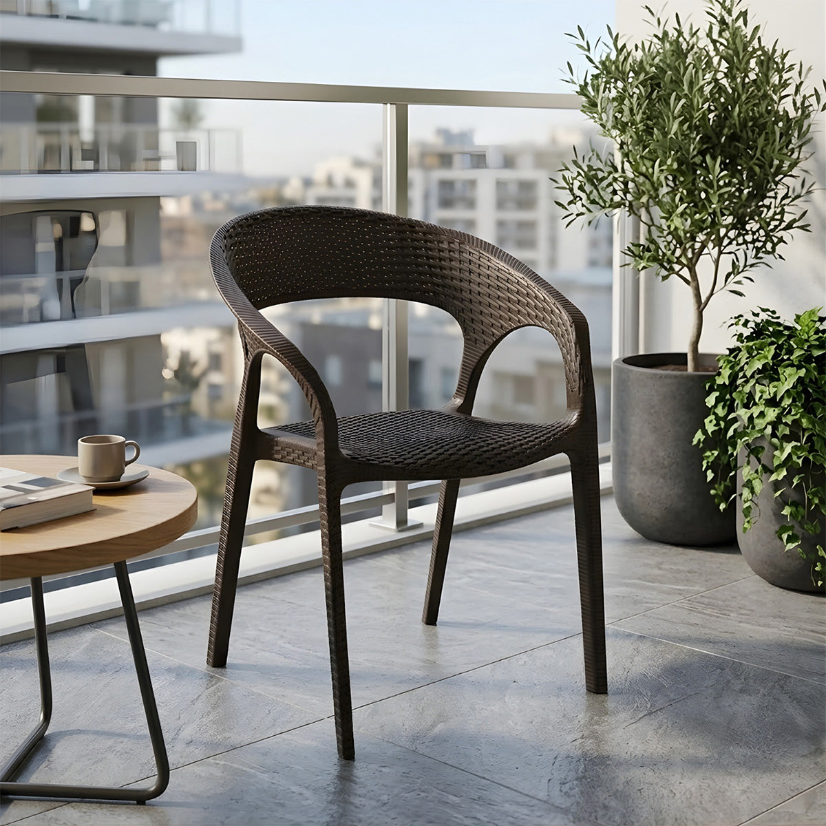 Nilkamal Club Plastic Arm Chair (Season Rust Brown) — Nilkamal | VK Furniture Mangalore