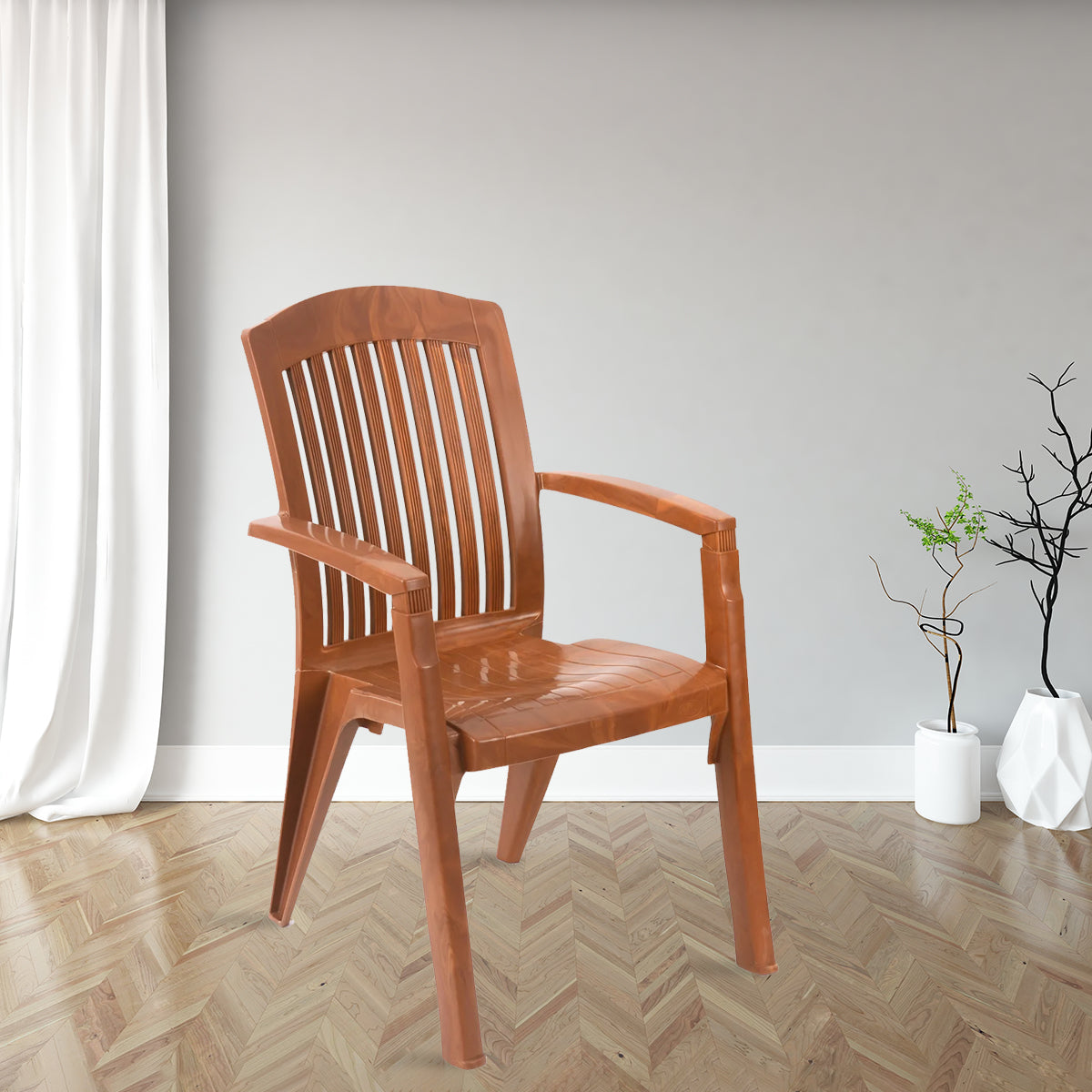 NILKAMAL HERITAGE PLASTIC ARM CHAIR (MANGO WOOD) — Nilkamal | VK Furniture Mangalore