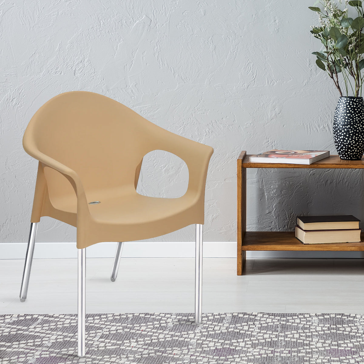 Nilkamal Novella 09 Plastic Arm Chair (Biscuit) — Nilkamal | VK Furniture Mangalore