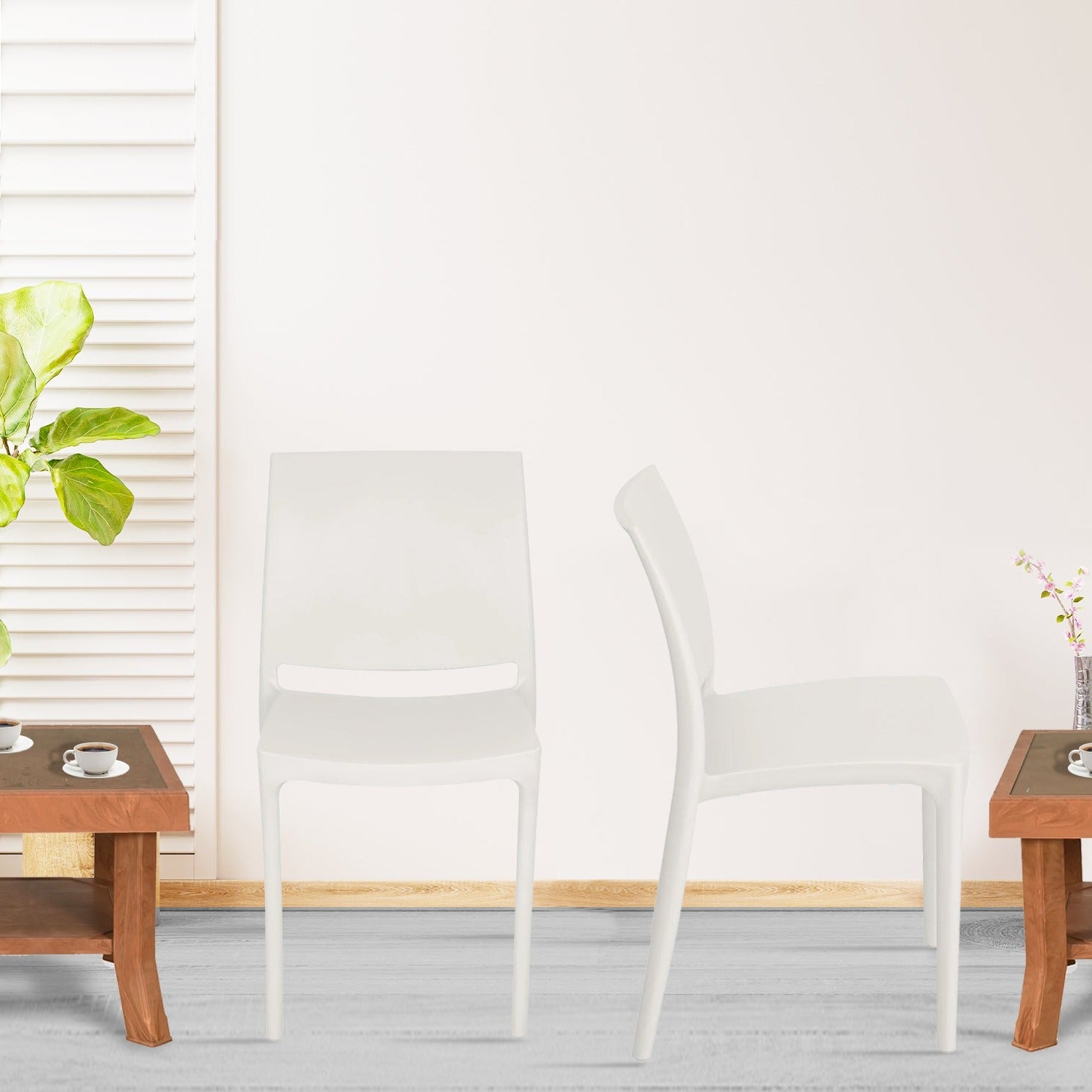 Nilkamal Novella 08 Plastic Armless Chair (Milky White)