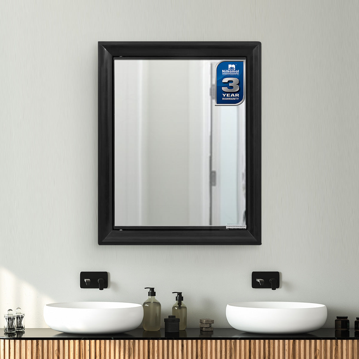 Nilkamal Gem Plastic Cabinet with Mirror (Black) — Nilkamal | VK Furniture Mangalore