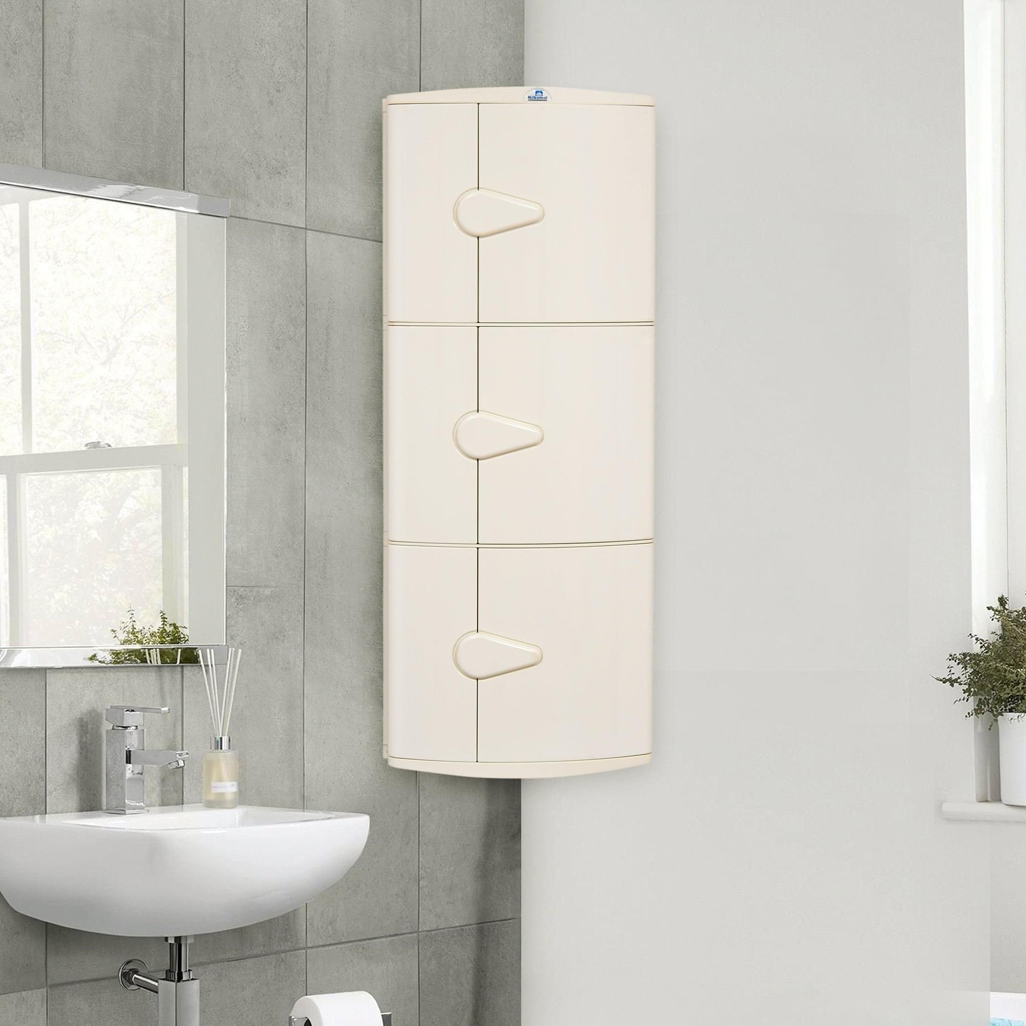 Nilkamal 3 Door Plastic Storage Corner Cabinet (Ivory) — Nilkamal | VK Furniture Mangalore
