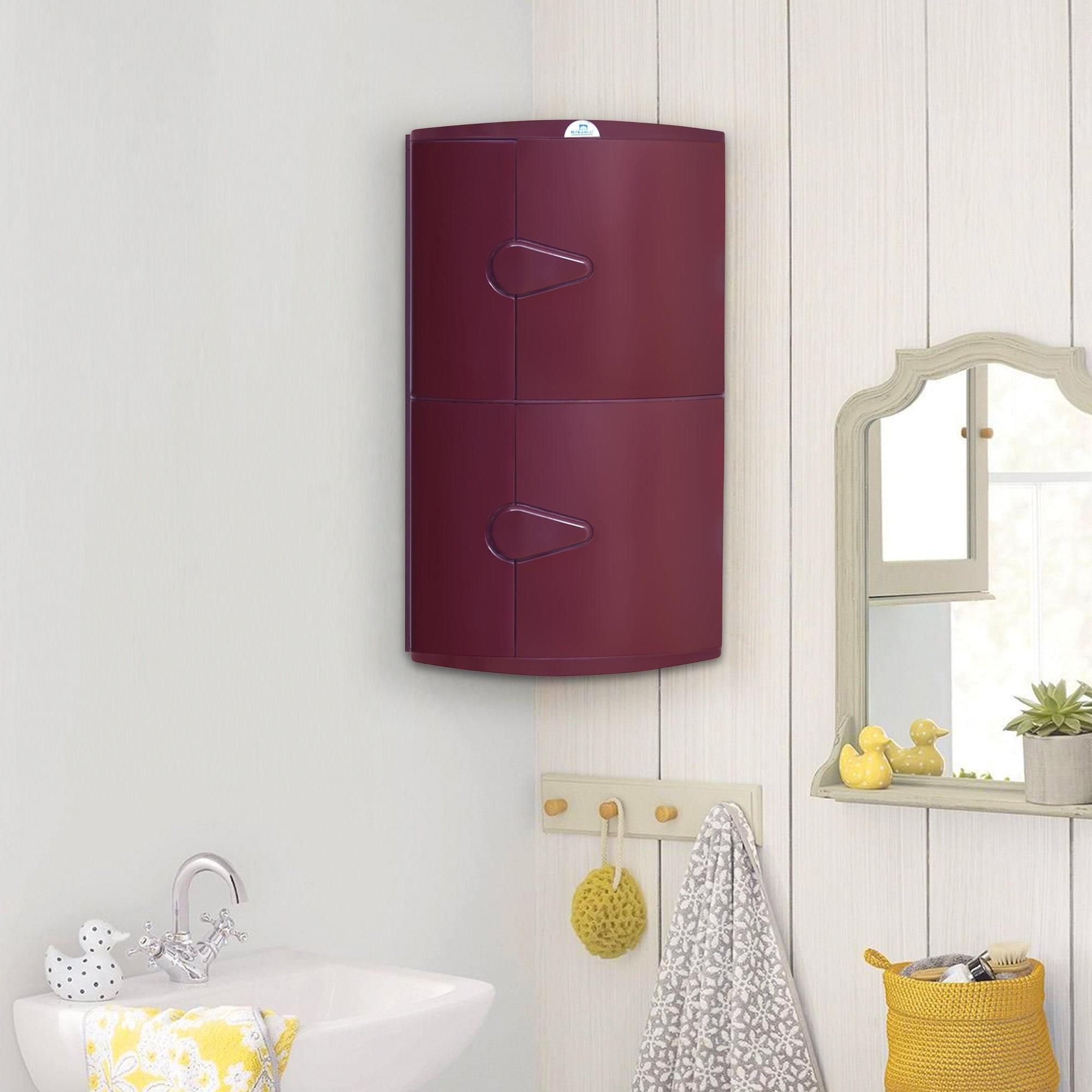 Nilkamal 2 Door Plastic Storage Corner Cabinet (Maroon) — Nilkamal | VK Furniture Mangalore