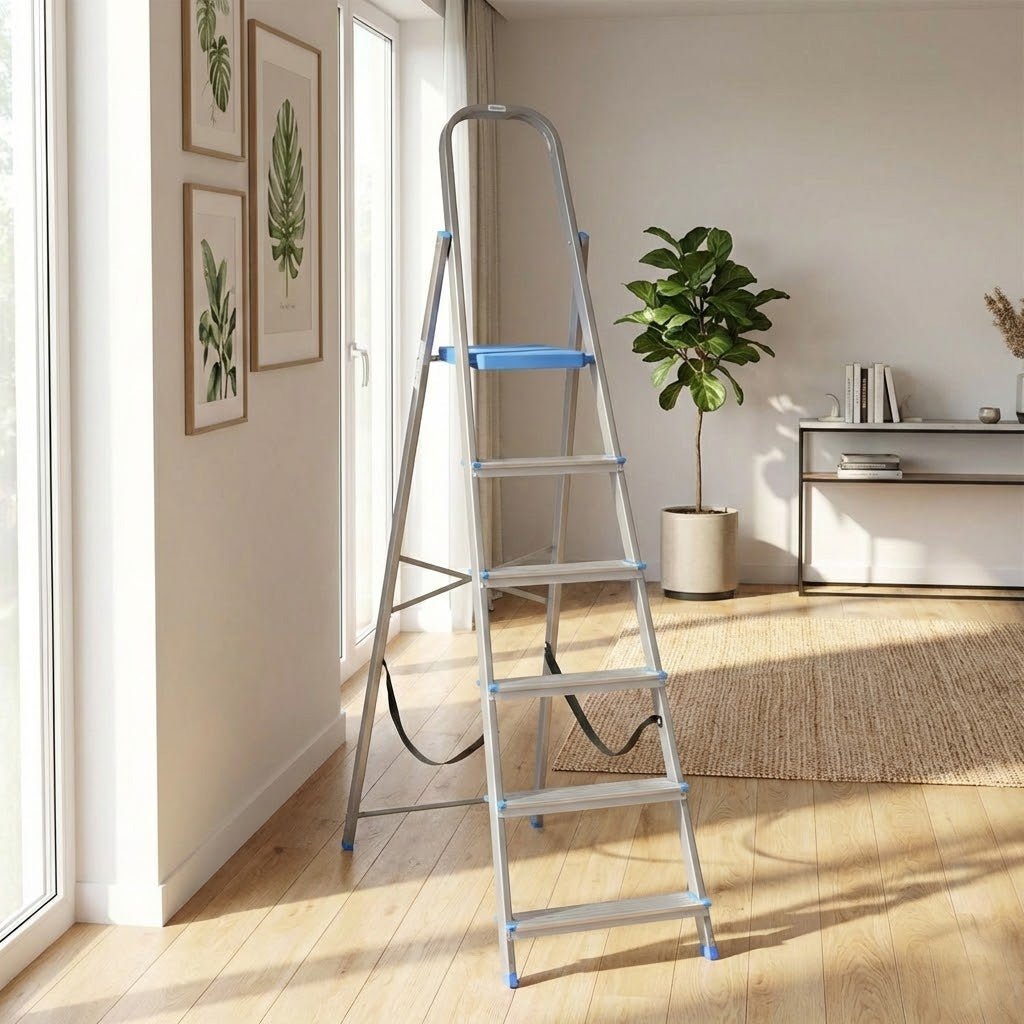 NILKAMAL RISE 6 STEP STEEL LADDER (GREY) — Nilkamal | VK Furniture Mangalore