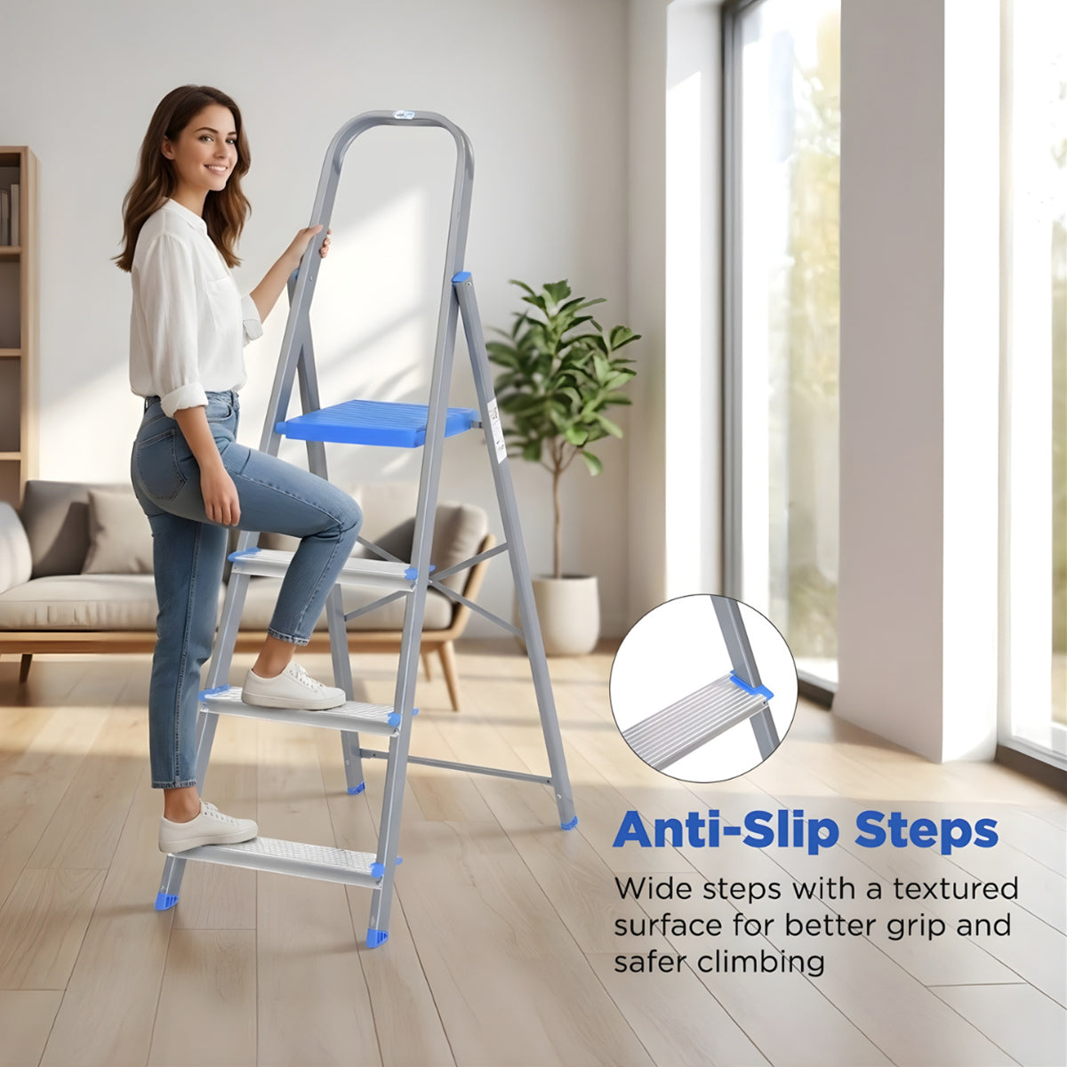 Nilkamal Rise 6 Step Steel Ladder (Grey)