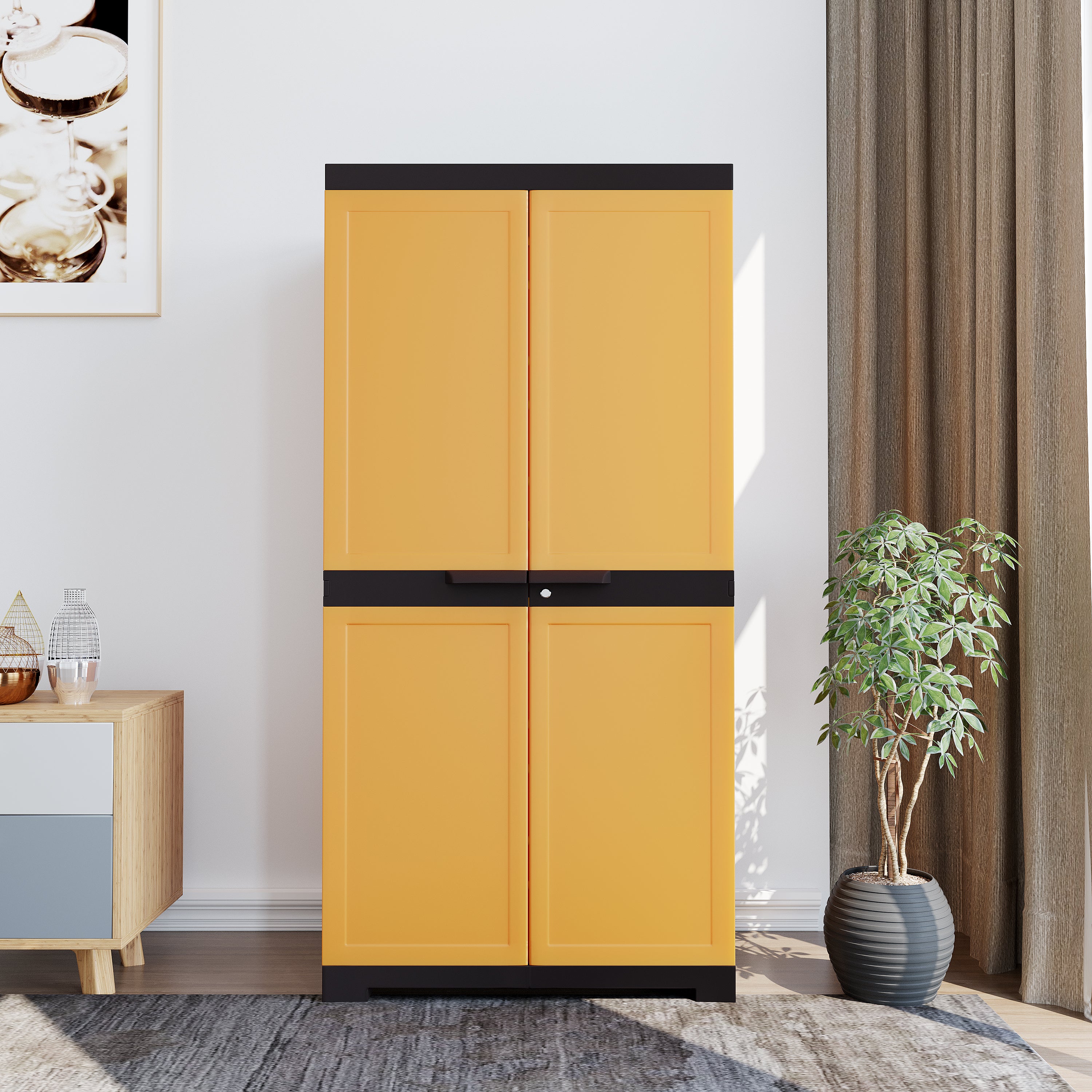 Nilkamal Freedom Mini 18 (FMSC18) Plastic Shoe Cabinet (Sandy Brown / Dark Brown) — Nilkamal | VK Furniture Mangalore
