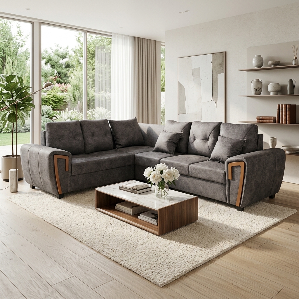 VK Harris Corner Sofa — VK Furniture & Electronics | VK Furniture Mangalore