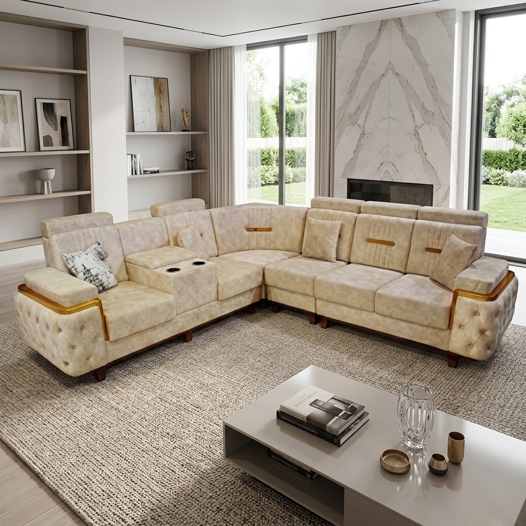 VK Zahara Corner Sofa Set — VK Furniture & Electronics | VK Furniture Mangalore