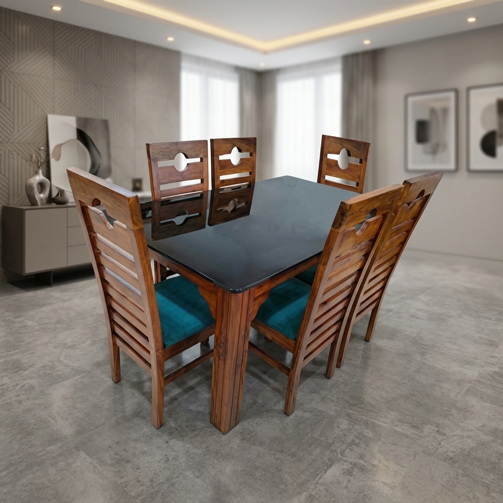 VK Eye Model Wood 6 Seater Dining set