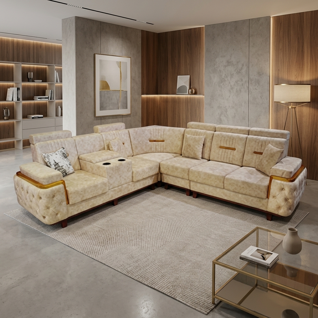 VK Zahara Corner Sofa Set — VK Furniture & Electronics | VK Furniture Mangalore