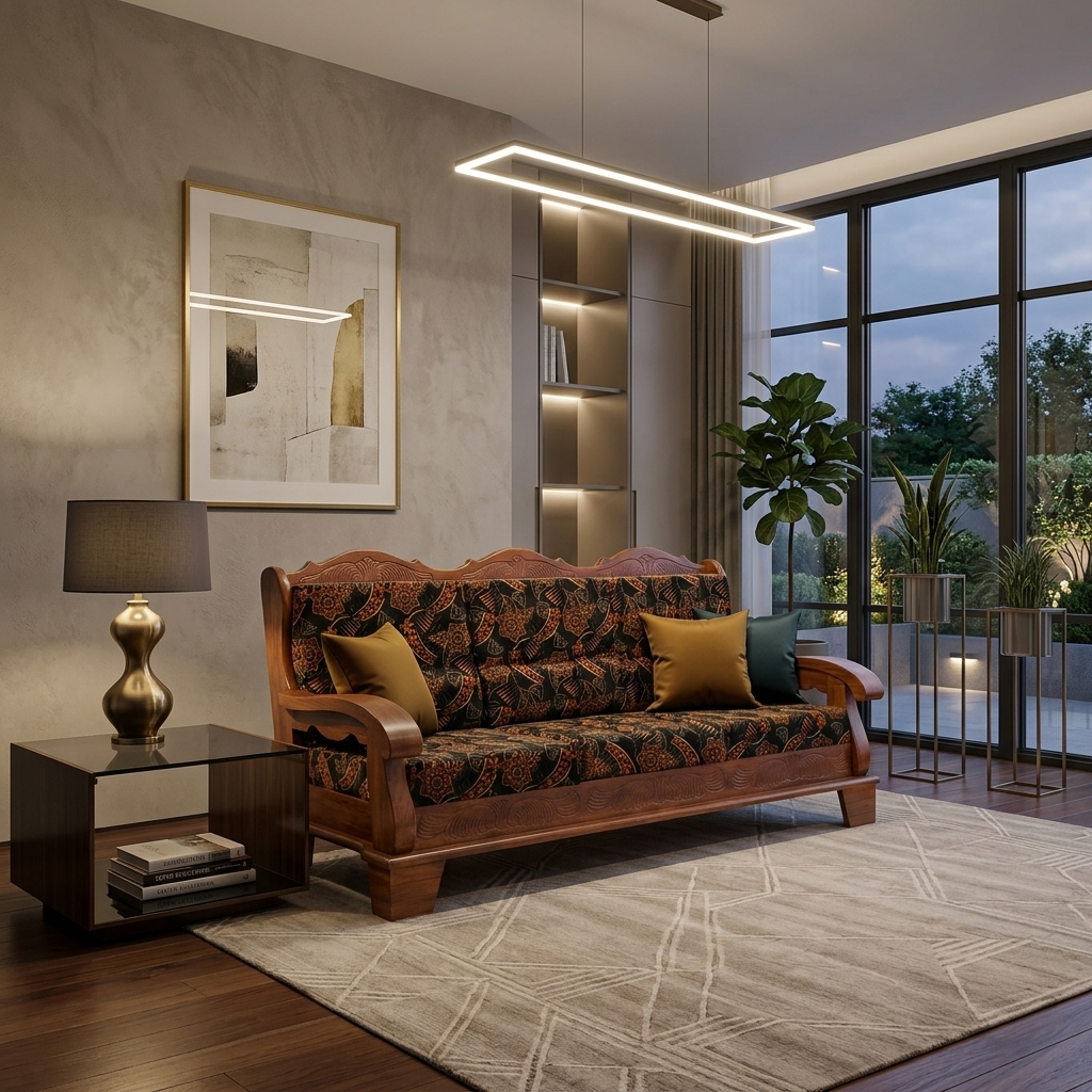 VK Singapoori  3 Seater Sofa