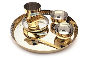 STAINLESS STEEL WITH GOLD COATING DESIGN DINNER SET - 6PC SET — VK Furniture & Electronics | VK Furniture Mangalore
