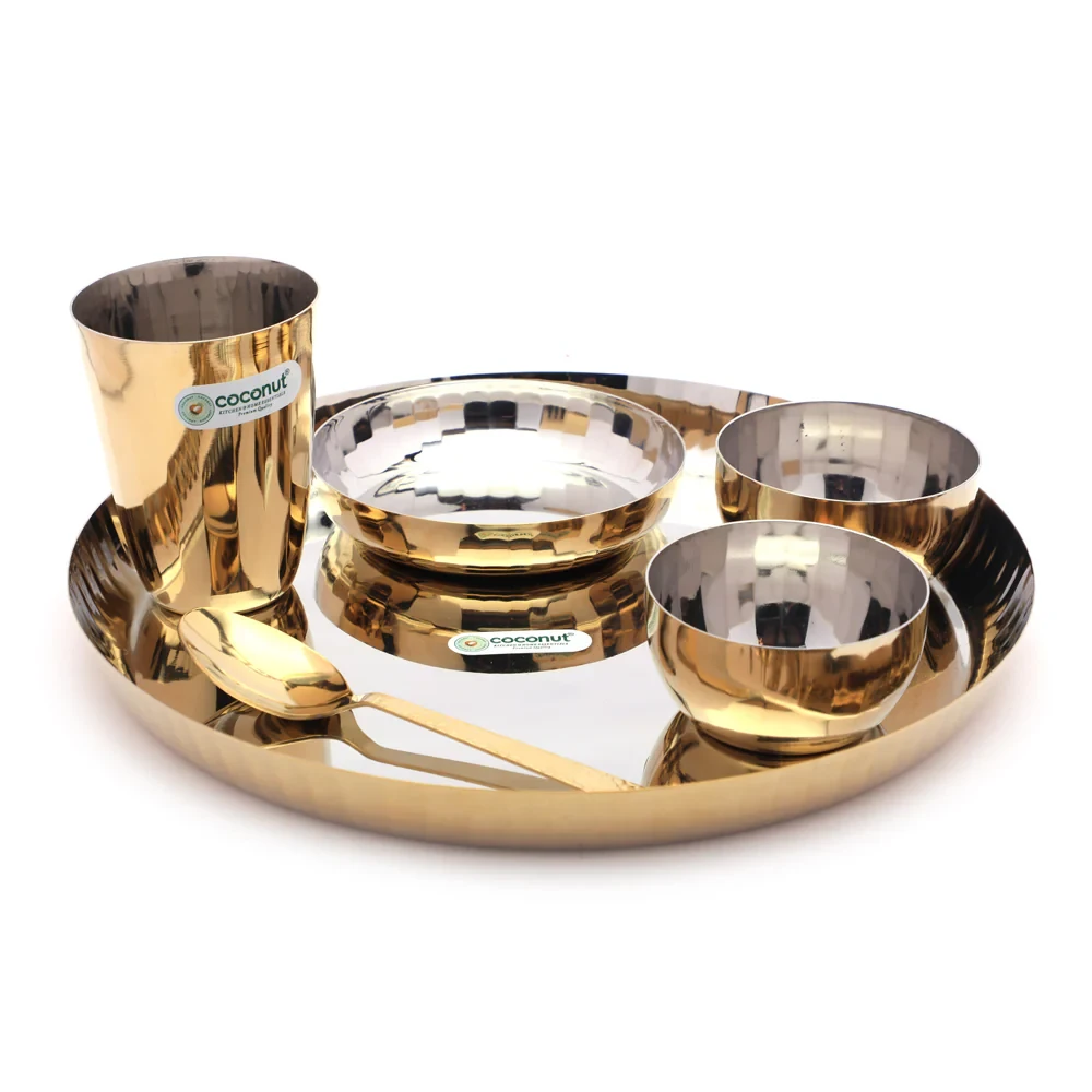 Stainless Steel With Gold Coating Design Dinner Set - 6pc Set