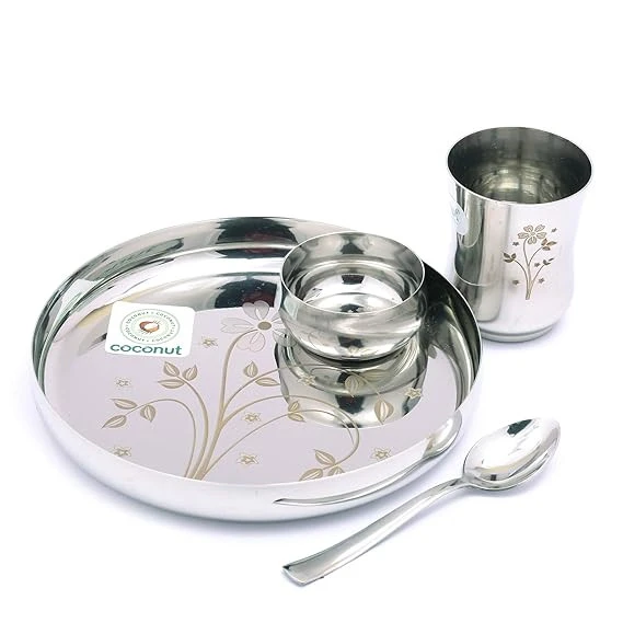 Stainless Steel Kids Laser Dinner Set