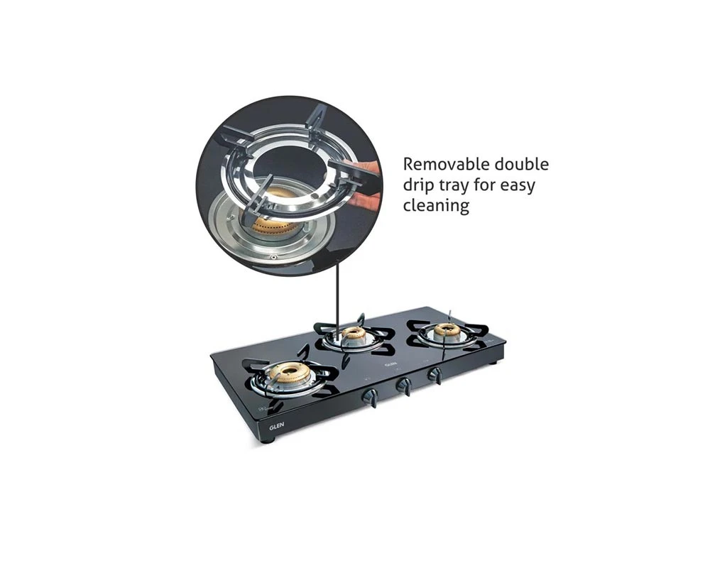 GLEN LPG STOVE 1033 GT XL BRASS BURNER BLACK