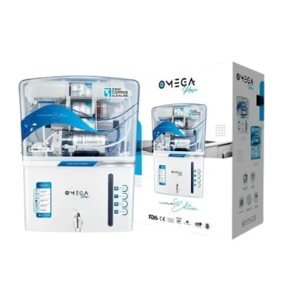 OMEGA Pro+ RO UV UF TDS Alkaline Water Purifier for Home 10L Storage Zinc Copper Technology Wall Mount