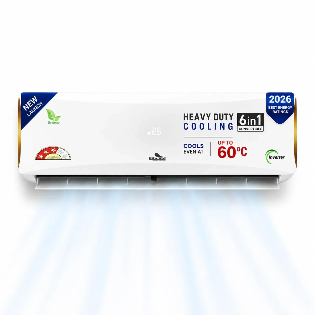 Dubai Series 1.5 Ton 3 Star Inverter Split Air Conditioner | 100% Copper Condenser with Blue Fin Anti-Rust Coating | Turbo Cooling | Energy Efficient AC for Home & Office | 2026 Model