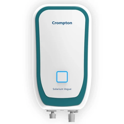 Crompton Solarium Vogue 3-Litre, 3KW Instant Water Heater/Geyser with free Installation & Pipe (White and Turquoise Blue)