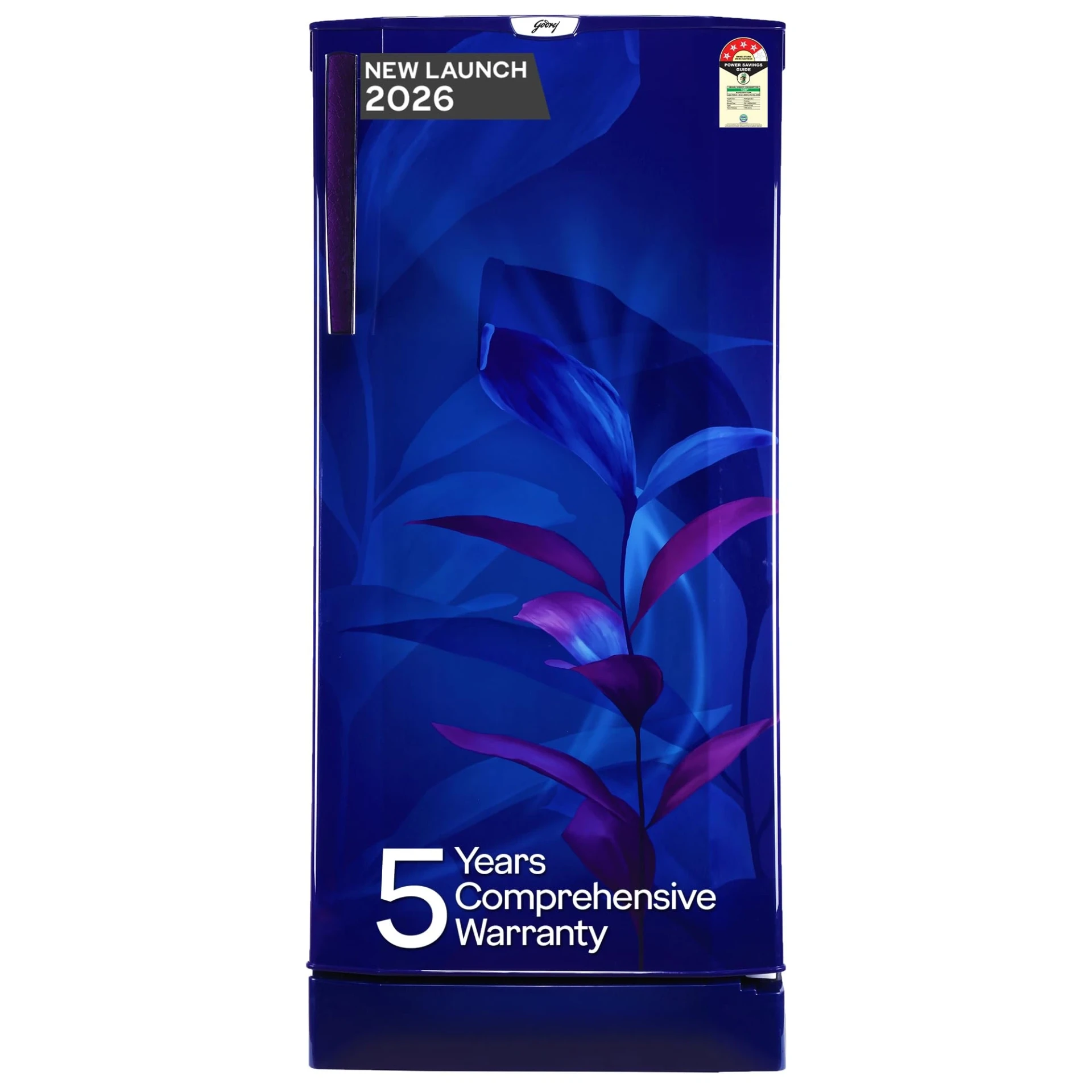 Godrej 185 L 4 Star Rating| 5 Years Comprehensive Warranty | Toughened Glass Shelves | 24 Day Farm Freshness| Jumbo Vegetable Tray | Single Door Refrigerator (RD 195DN TAI MN BL, Marine Blue)