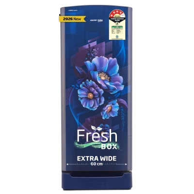 Voltas Beko, A Tata Product 183 L, 4-Star Single Door Direct Cool Refrigerator with Fresh Box Technology (2026 Model, RDC215A / 4W0BBR0M0B00GO, Bonita Blue, Base Drawer)