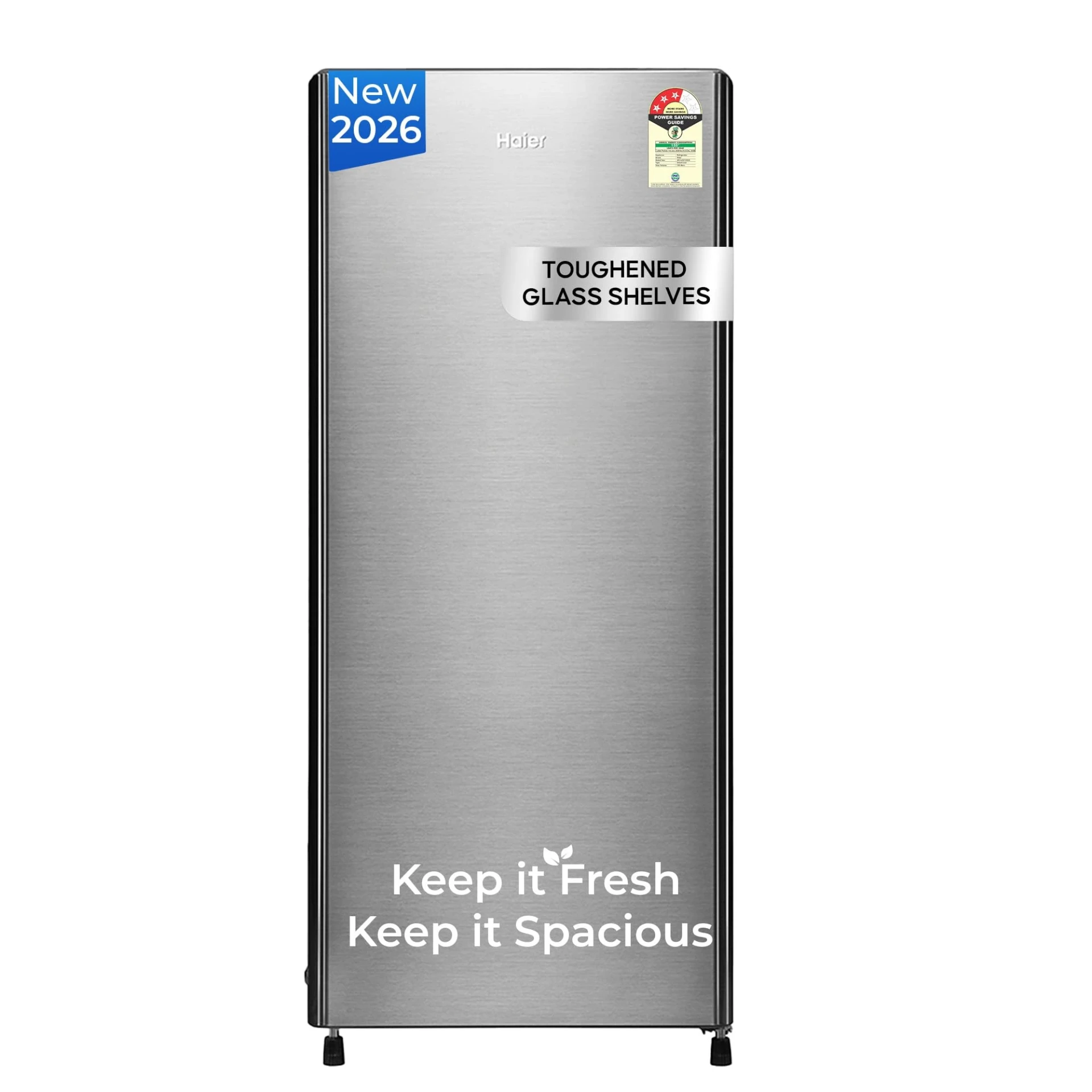 Haier 190 L 3 Star Direct Cool Single Door Refrigerator with Fast Ice Making, Easy Clean Back, Large Vegetable Box (HED-203TDSA-N, Dazzle Steel, 2026 Model)