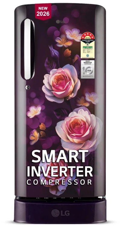 LG 185 L, 5 Star, Smart Inverter, Direct Cool Single Door Refrigerator (GLD1956ZAPB, Purple Bloom, Fit Max Chiller Tray, Base stand with Drawer & Runs on Home Inverter)