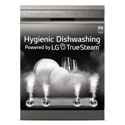LG 14 Place Settings Inverter Direct Drive, Wi-Fi Free Standing Dishwasher (DFB424FP, Silver, Silent Operation, Tough Stain Removal, Adjustable racks & TrueSteam)