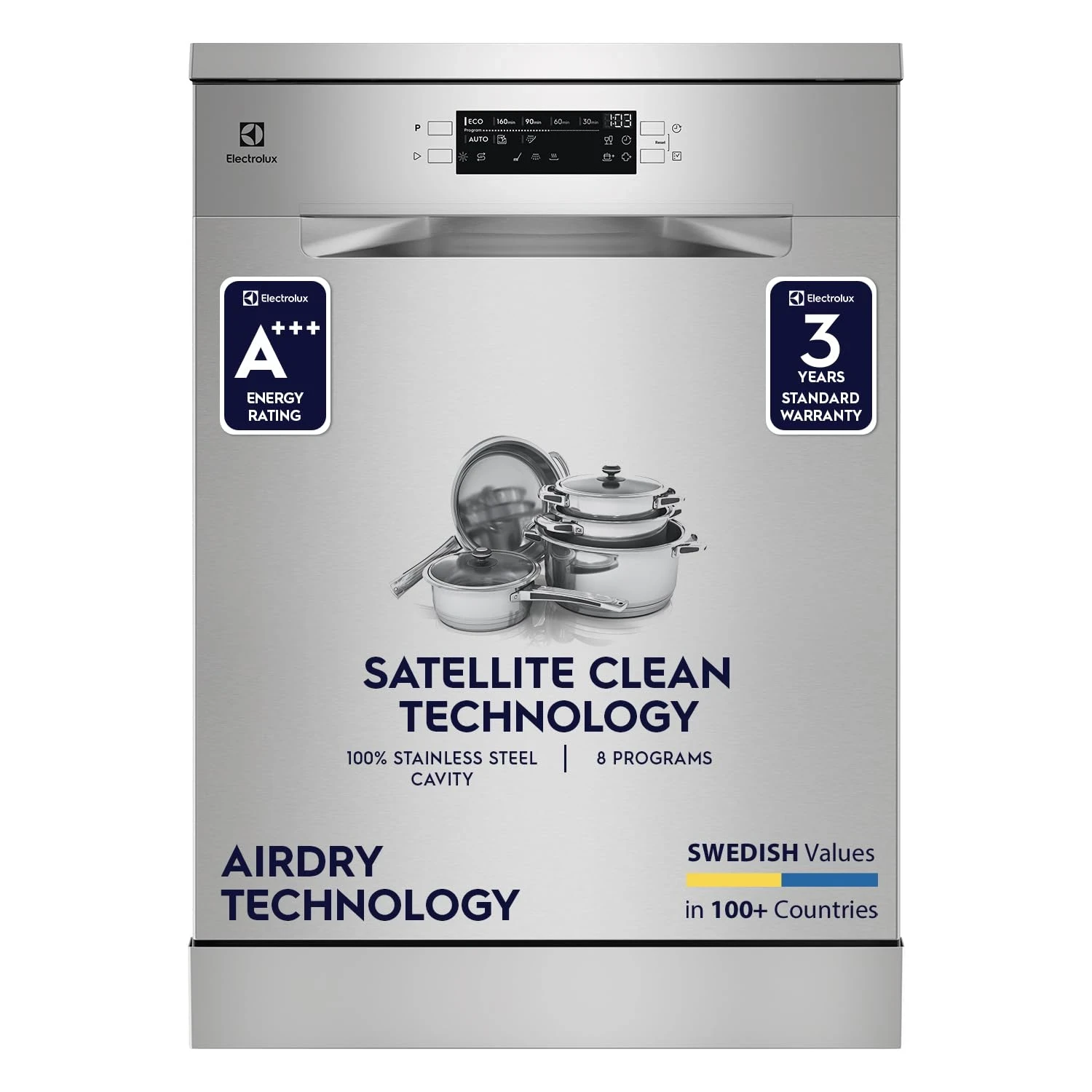 Electrolux 14 Place Settings Dishwasher Machine for Home, Fully Automatic with AirDry, In-Built Heater, Stainless Steel, UltimateCare 700, ESM48310SX