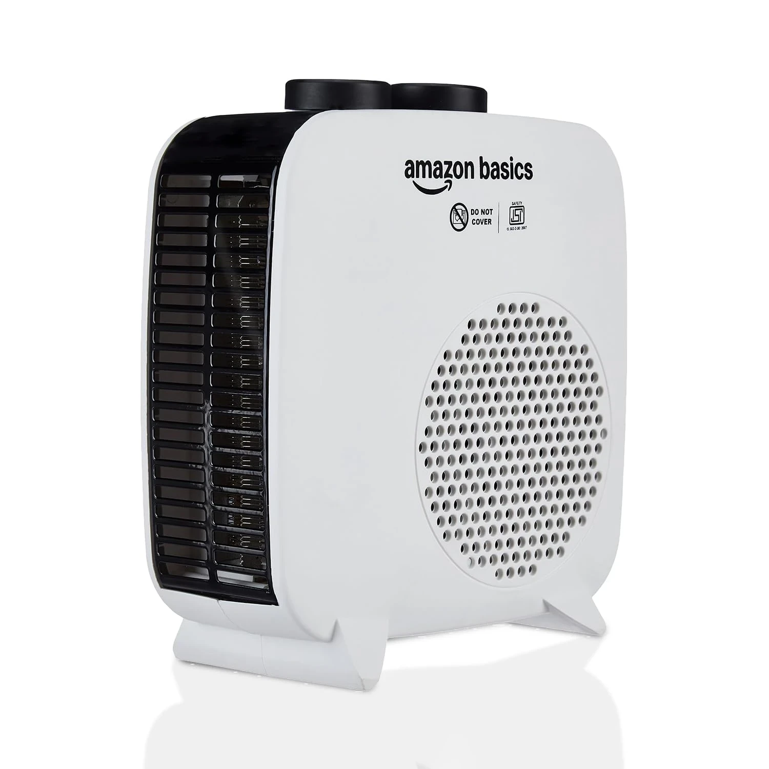AmazonBasics Compact Portable Room Heater | 2000W | Corded Electric | Convection Heating with 2 Heat Settings | Indoor Use | Small | White PP Plastic