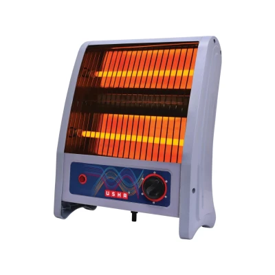 Usha 2 Rod Quartz Heater | 800Watt with Low Power Consumption | Cool Touch Body | Tip Over Protection | 1 Year Warranty | (4302, Grey)