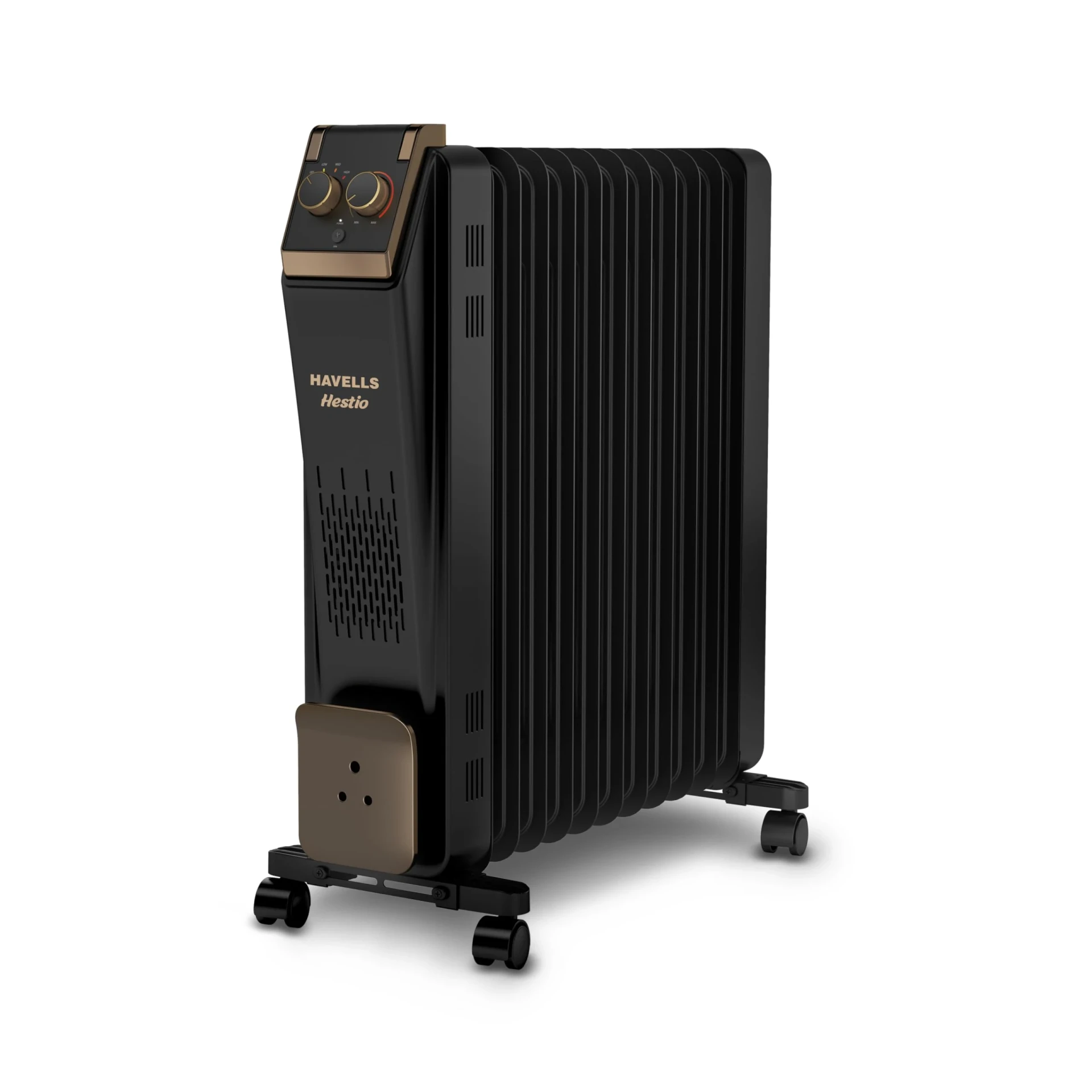 Havells 11 Fin Oil Filled Room Heater (OFR) | Advanced New U-Tech Fast Heating Fins with 10-Year Warranty | 2900W | ISI Approved | PTC Fan Heater | Inclined Control Panel | Black