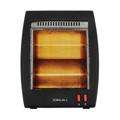Bajaj RHX-2 Halogen Heater | 2 Heat Settings-400W/800 Watts | Noiseless Operation | DuraElement With 1-Yr Heating Element Warranty | Convection Room Heater For Winter | 2-Yr Warranty ã€Blackã€‘